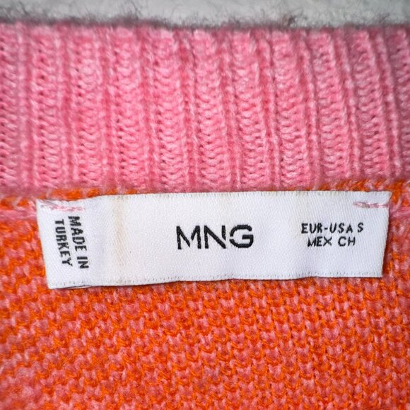 MNG | Mango Pink & Orange Bold Stripe Sweater – Size S | Like New - Picture 2 of 5